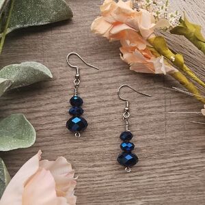 Elegant Midnight Blue Crystal Earrings